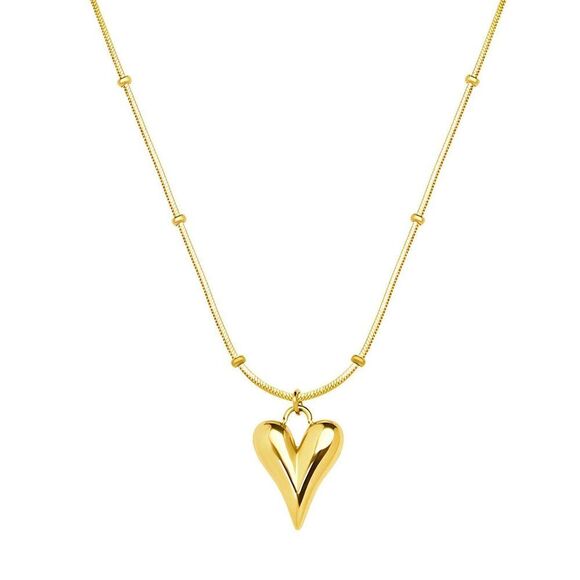 18K Gold Plated Women's "Heart" Necklace Waterproof Hypoallergenic Jewelry - Picture 1 of 13